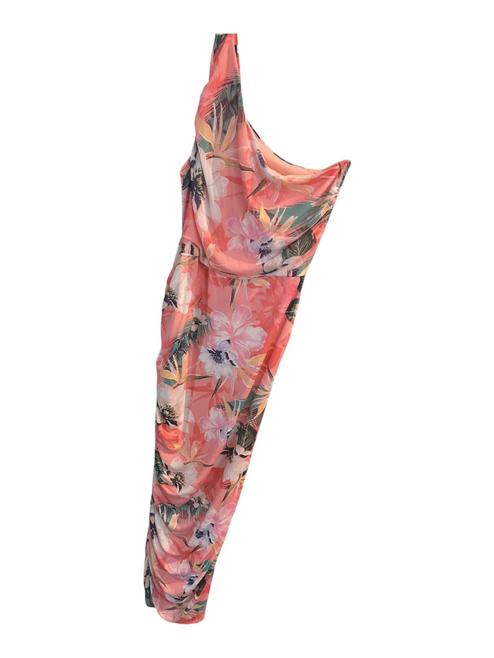 Fashion Nova Coral Tropical One-Shoulder dress